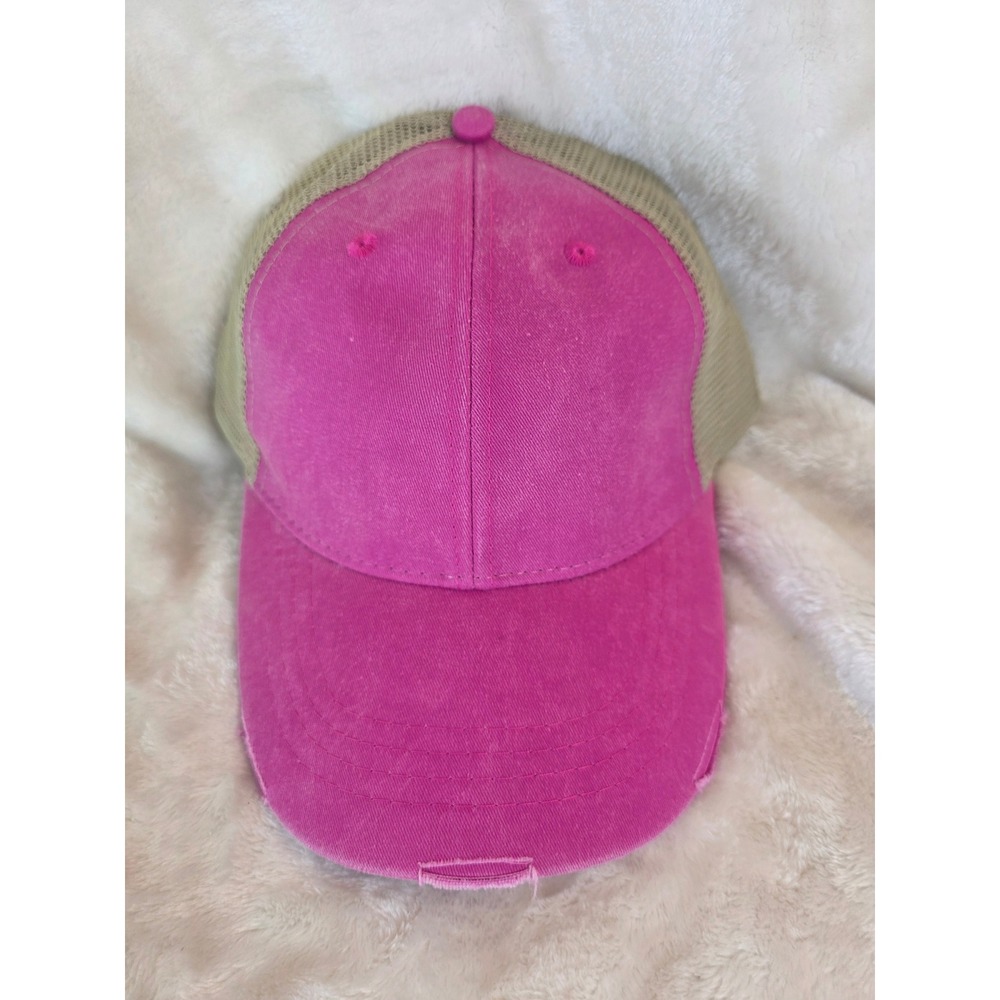 ADAMS Hot Pink Distressed Trucker Hat Mesh Back Baseball Cap‎ Women